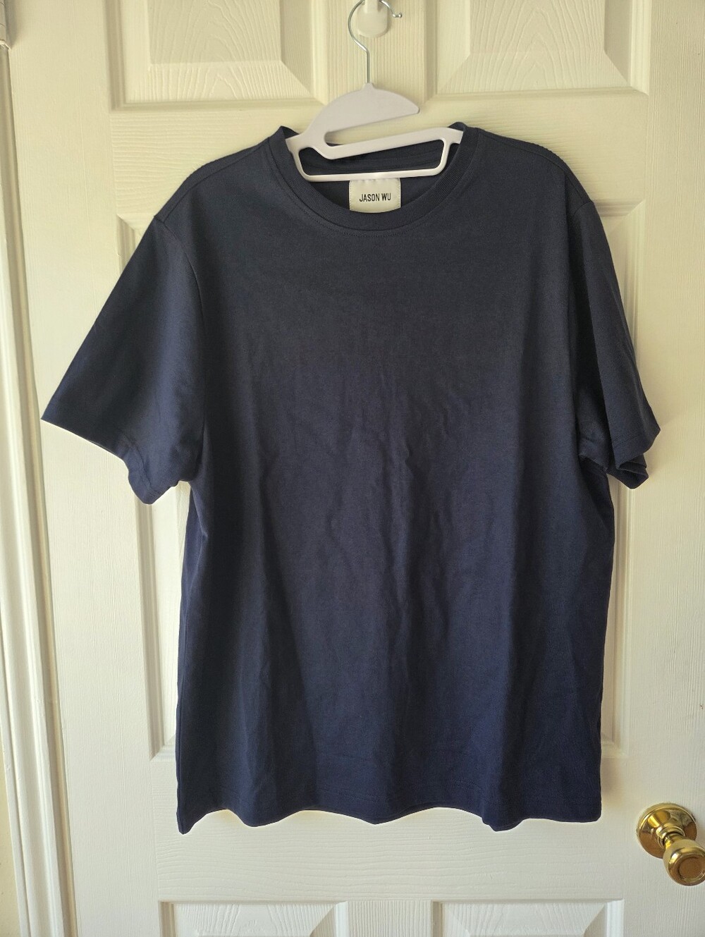 Jason Wu Men's Navy Tshirt L 100% Cotton Heavyweight Sz L Crew Neck Short Sleeve